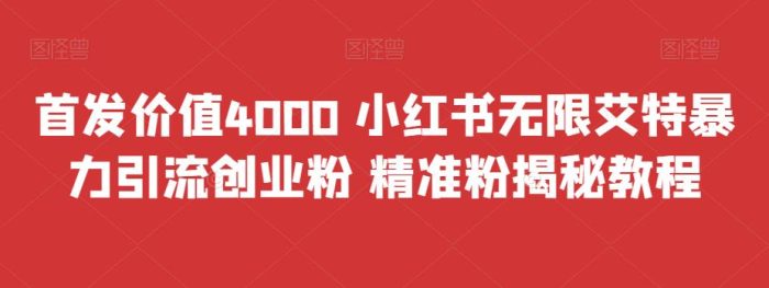 首发价值4000 小红书无限艾特暴力引流创业粉 精准粉揭秘教程|小鸡网赚博客