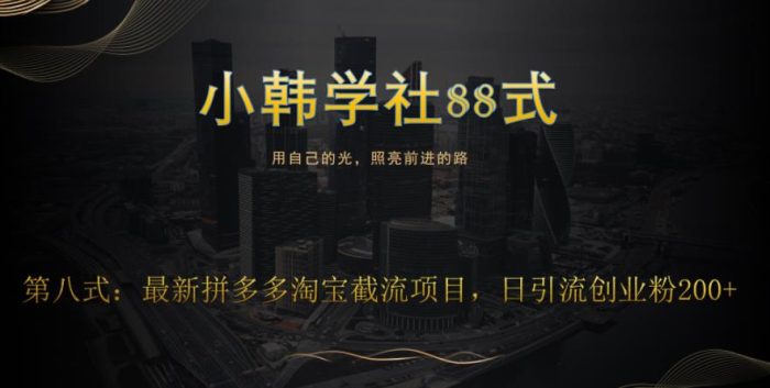 小韩学社88式第八式：最新拼多多淘宝截流骚操作，轻松日引流200+|小鸡网赚博客