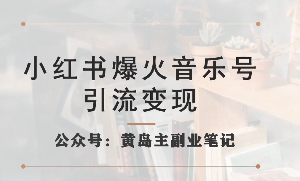 小红书爆火音乐号引流变现项目，视频版一条龙实操玩法分享给你|小鸡网赚博客