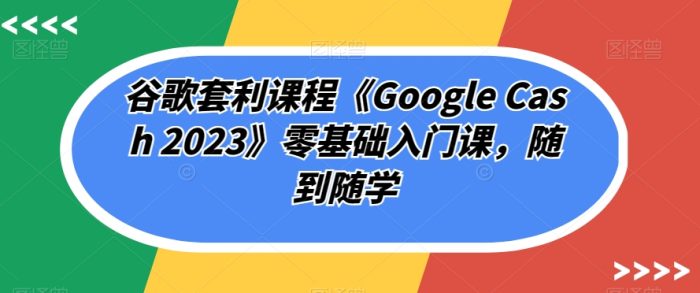 谷歌套利课程《Google Cash 2023》零基础入门课，随到随学|小鸡网赚博客