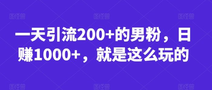 一天引流200+的男粉,日赚1000+,就是这么玩的【揭秘】|小鸡网赚博客
