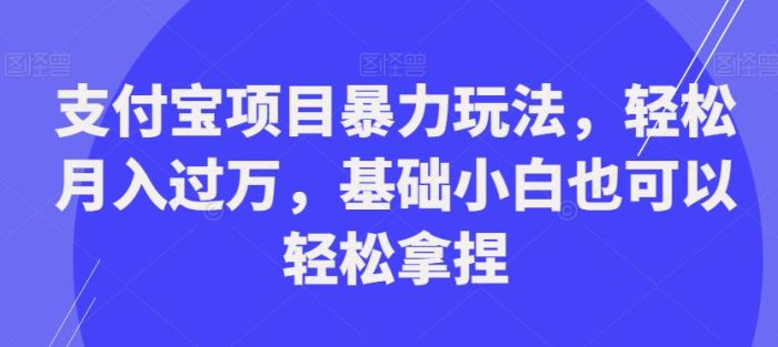 支付宝项目暴力玩法，轻松月入过万，基础小白也可以轻松拿捏【揭秘】|小鸡网赚博客