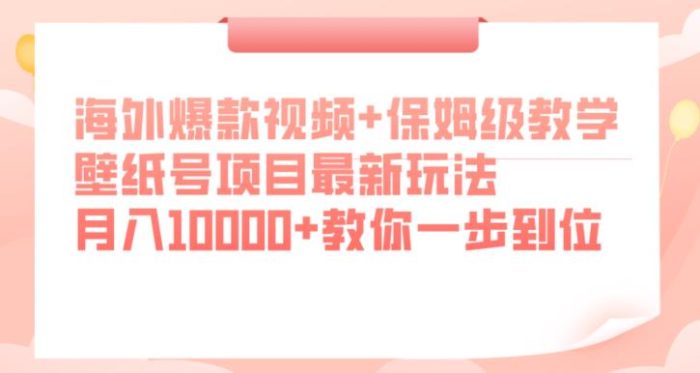 海外爆款视频+保姆级教学，壁纸号项目最新玩法，月入10000+教你一步到位【揭秘】|小鸡网赚博客