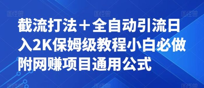 截流打法＋全自动引流日入2K保姆级教程小白必做，附项目通用公式【揭秘】|小鸡网赚博客