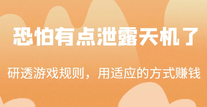 某公众号付费文章：研透游戏规则，用适应的方式赚钱，这几段话，恐怕有点泄露天机了！|小鸡网赚博客
