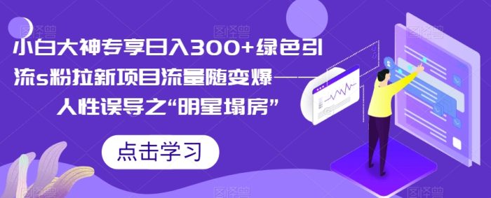 小白大神专享日入300+绿色引流s粉拉新项目流量随变爆——人性误导之“明星塌房”|小鸡网赚博客