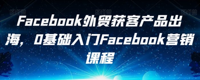 Facebook外贸获客产品出海，0基础入门Facebook营销课程|小鸡网赚博客