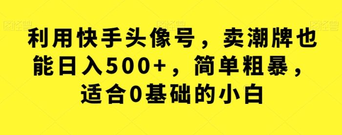 利用快手头像号，卖潮牌也能日入500+，简单粗暴，适合0基础的小白【揭秘】|小鸡网赚博客