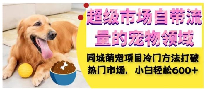 超级市场自带流量的宠物领域,同城萌宠项目冷门方法打破热门市场,小白轻松600+|小鸡网赚博客