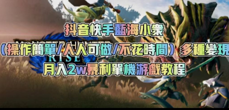 抖音快手蓝海小众（操作简单人人可做不花时间）多种变现月入2w＋暴利单机游戏教程|小鸡网赚博客