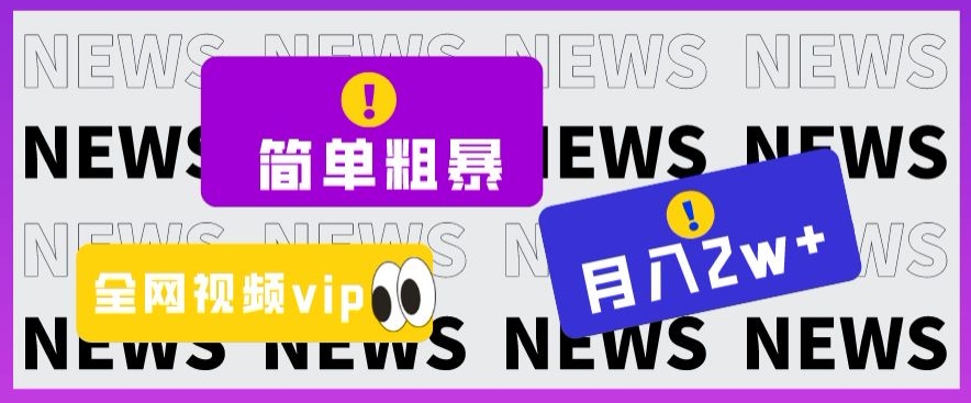 简单粗暴零成本，高回报，全网视频VIP掘金项目，月入2万＋【揭秘】|小鸡网赚博客