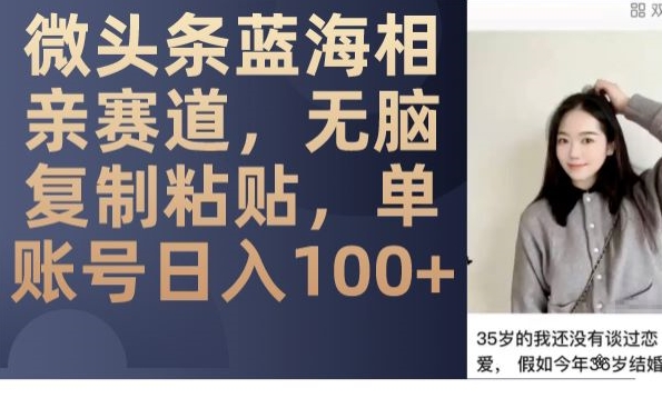 微头条蓝海相亲赛道，无脑复制粘贴，单账号日入100+|小鸡网赚博客