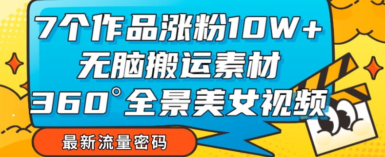 7个作品涨粉10W+，无脑搬运素材，全景美女视频爆款玩法分享【揭秘】|小鸡网赚博客