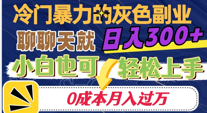 冷门暴利的副业项目，聊聊天就能日入300+，0成本月入过万【揭秘】|小鸡网赚博客