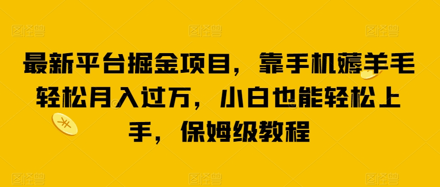 最新平台掘金项目，靠手机薅羊毛轻松月入过万，小白也能轻松上手，保姆级教程【揭秘】|小鸡网赚博客