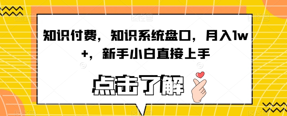 知识付费，知识系统盘口，月入1w+，新手小白直接上手|小鸡网赚博客
