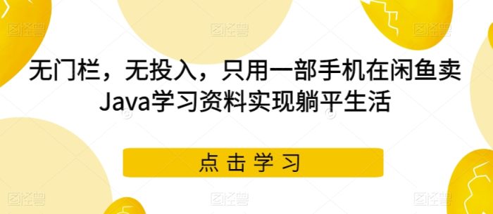 无门栏，无投入，只用一部手机在闲鱼卖Java学习资料实现躺平生活【揭秘】|小鸡网赚博客