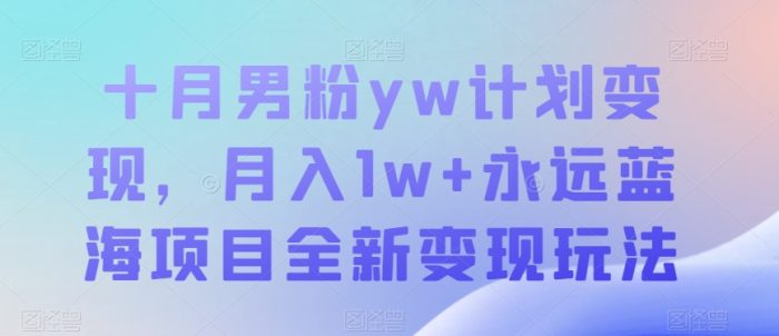 十月男粉yw计划变现，月入1w+永远蓝海项目全新变现玩法【揭秘】|小鸡网赚博客