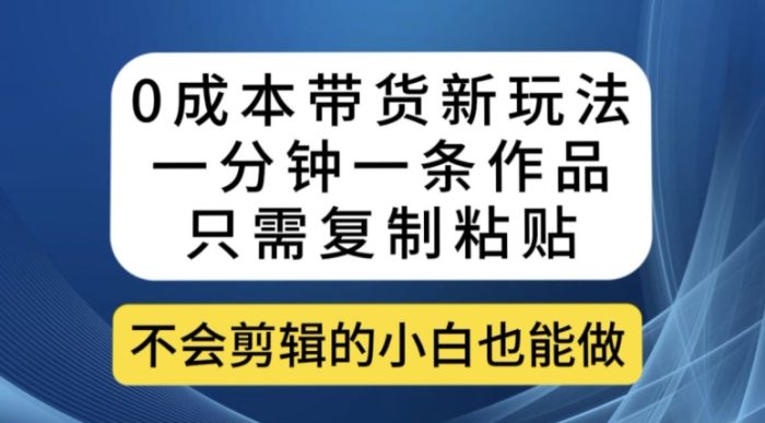 0成本带货新玩法，一分钟一条作品，只需复制粘贴就可以做|小鸡网赚博客