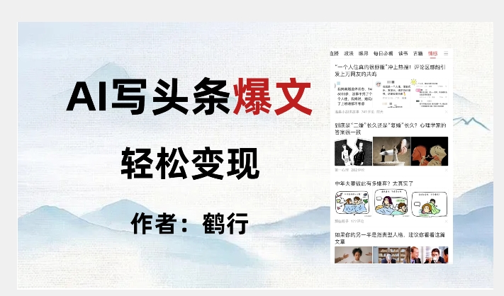 暴力拆解AI写头条爆文，轻松日入500+|小鸡网赚博客