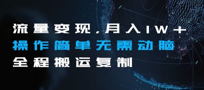 流量变现，月入1W+操作简单无需动脑全程搬运复制【揭秘】|小鸡网赚博客
