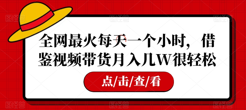 全网最火每天一个小时，借鉴视频带货月入几W很轻松【揭秘】|小鸡网赚博客