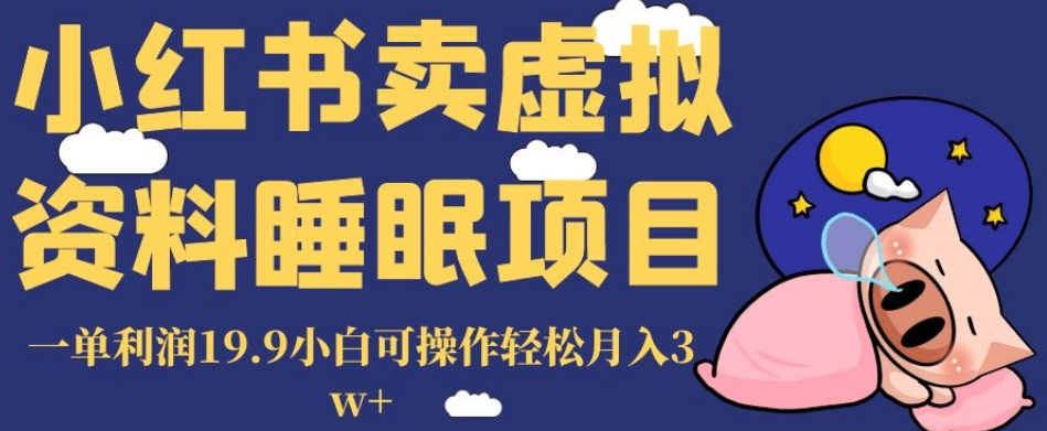 小红书卖虚拟资料睡眠项目，一单利润19.9小白可操作轻松月入3w+【揭秘】|小鸡网赚博客