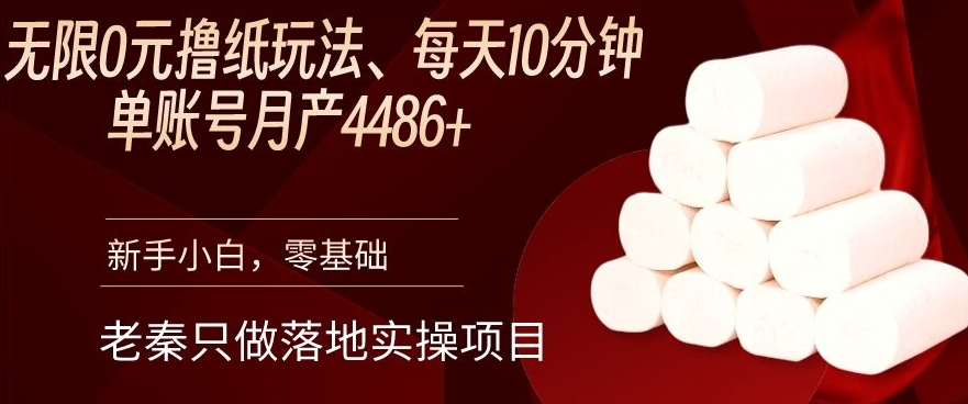 老秦轻创系列课程38：无限0元撸纸玩法、每天10分钟，三种变现方式-单号轻松月入4486+|小鸡网赚博客