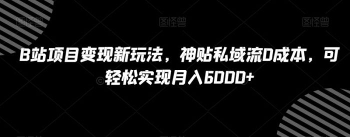 B站项目变现新玩法，神贴私域流0成本，可轻松实现月入6000+【揭秘】|小鸡网赚博客
