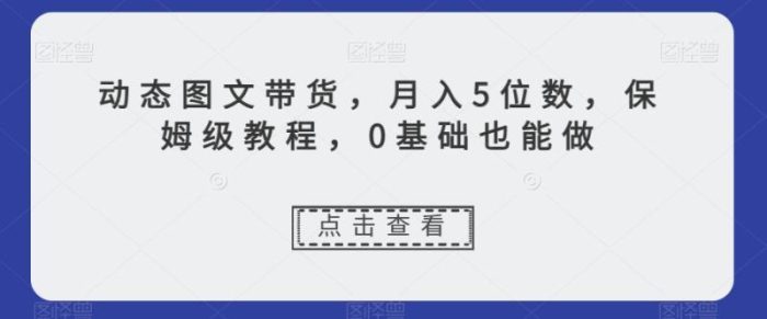 动态图文带货，月入5位数，保姆级教程，0基础也能做【揭秘】|小鸡网赚博客