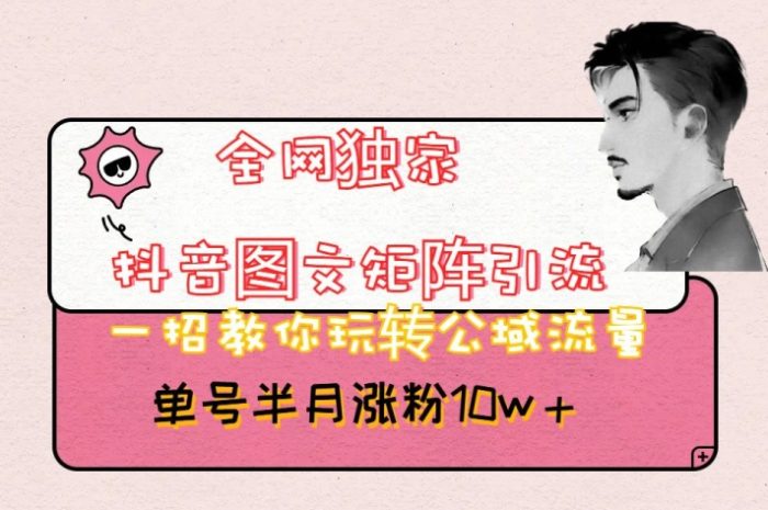 全网独家抖音图文矩阵引流,一招教你玩转公域流量,单号半月涨粉10w+【揭秘】|小鸡网赚博客
