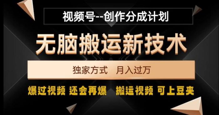 视频号无脑搬运新技术，破原创壕流量，独家方式，爆过视频，还会再爆【揭秘】|小鸡网赚博客