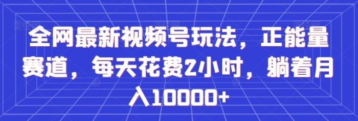 全网最新视频号玩法，正能量赛道，每天花费2小时，躺着月入10000+【揭秘】|小鸡网赚博客