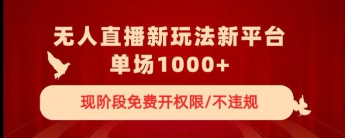 无人直播新平台新玩法，现阶段免费开授权，不违规，单场收入1000+【揭秘】|小鸡网赚博客