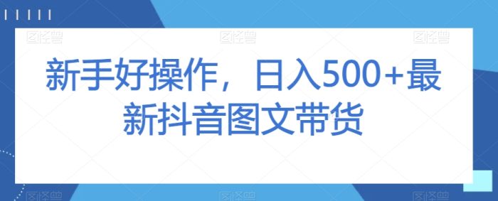 新手好操作，日入500+最新抖音图文带货【揭秘】|小鸡网赚博客