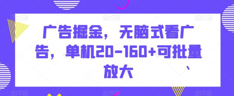 广告掘金，无脑式看广告，单机20-160+可批量放大【揭秘】|小鸡网赚博客