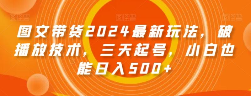 图文带货2024最新玩法，破播放技术，三天起号，小白也能日入500+【揭秘】|小鸡网赚博客