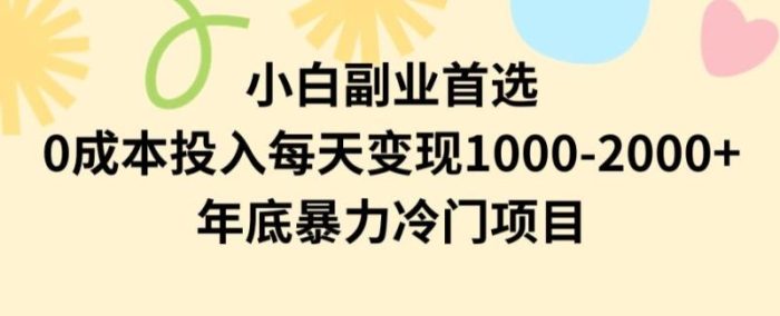 小白副业首选，0成本投入，每天变现1000-2000年底暴力冷门项目【揭秘】|小鸡网赚博客