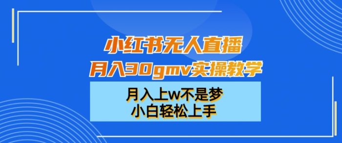 小红书无人直播月入30gmv实操教学，月入上w不是梦，小白轻松上手【揭秘】|小鸡网赚博客