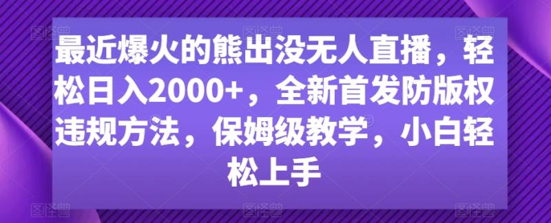 最近爆火的熊出没无人直播，轻松日入2000+，全新首发防版权违规方法【揭秘】|小鸡网赚博客