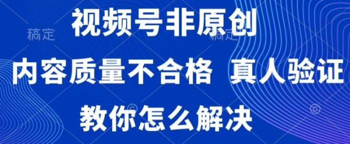 视频号非原创,内容质量不合格,真人验证,违规怎么解决【揭秘】|小鸡网赚博客