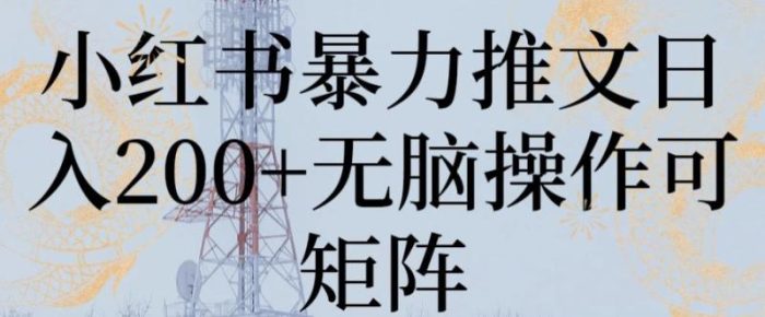 小红书暴力推文日入200+无脑操作可矩阵【揭秘】|小鸡网赚博客
