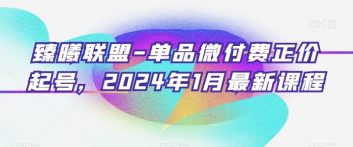 臻曦联盟-单品微付费正价起号,2024年1月最新课程|小鸡网赚博客