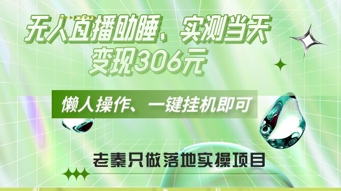 老秦轻创系列课程53：无人直播助睡、实测当天变现306元、一键挂机即可|小鸡网赚博客