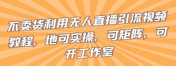 不卖货利用无人直播引流视频教程,地可实操,可矩阵,可开工作室【揭秘】|小鸡网赚博客