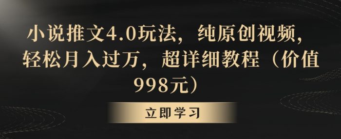 小说推文4.0玩法，纯原创视频，轻松月入过万，超详细教程（价值998元）【揭秘】|小鸡网赚博客