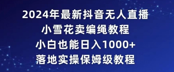 2024年抖音最新无人直播小雪花卖编绳项目，小白也能日入1000+落地实操保姆级教程【揭秘】|小鸡网赚博客