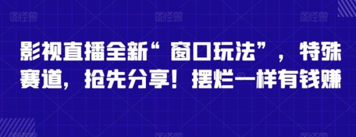 影视直播全新“窗口玩法”，特殊赛道，抢先分享！摆烂一样有钱赚【揭秘】|小鸡网赚博客