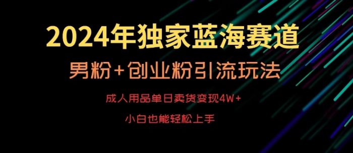 2024年独家蓝海赛道，成人用品单日卖货变现4W+，男粉+创业粉引流玩法，不愁搞不到流量【揭秘】|小鸡网赚博客