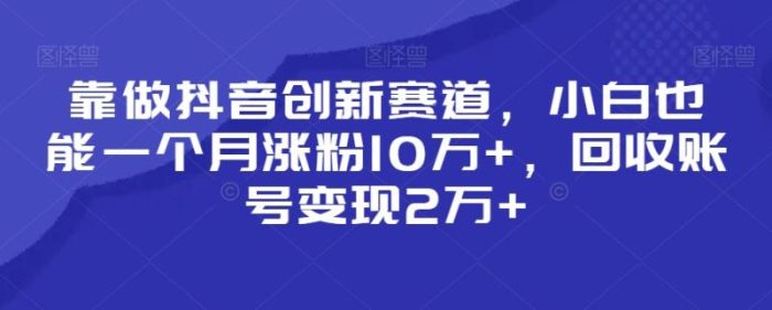靠做抖音创新赛道,小白也能一个月涨粉10万+,回收账号变现2万+【揭秘】|小鸡网赚博客